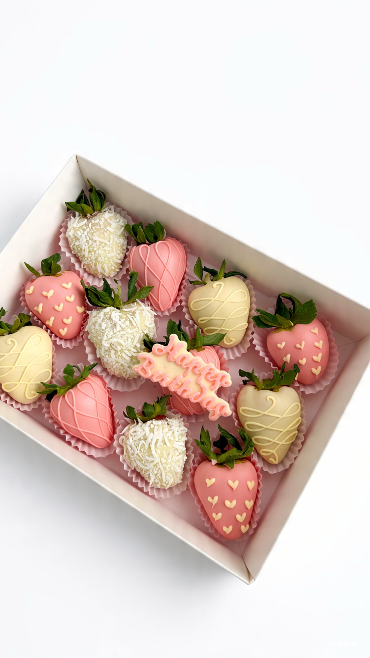 Birthday Chocolate Dipped Strawberries Dozen Pink