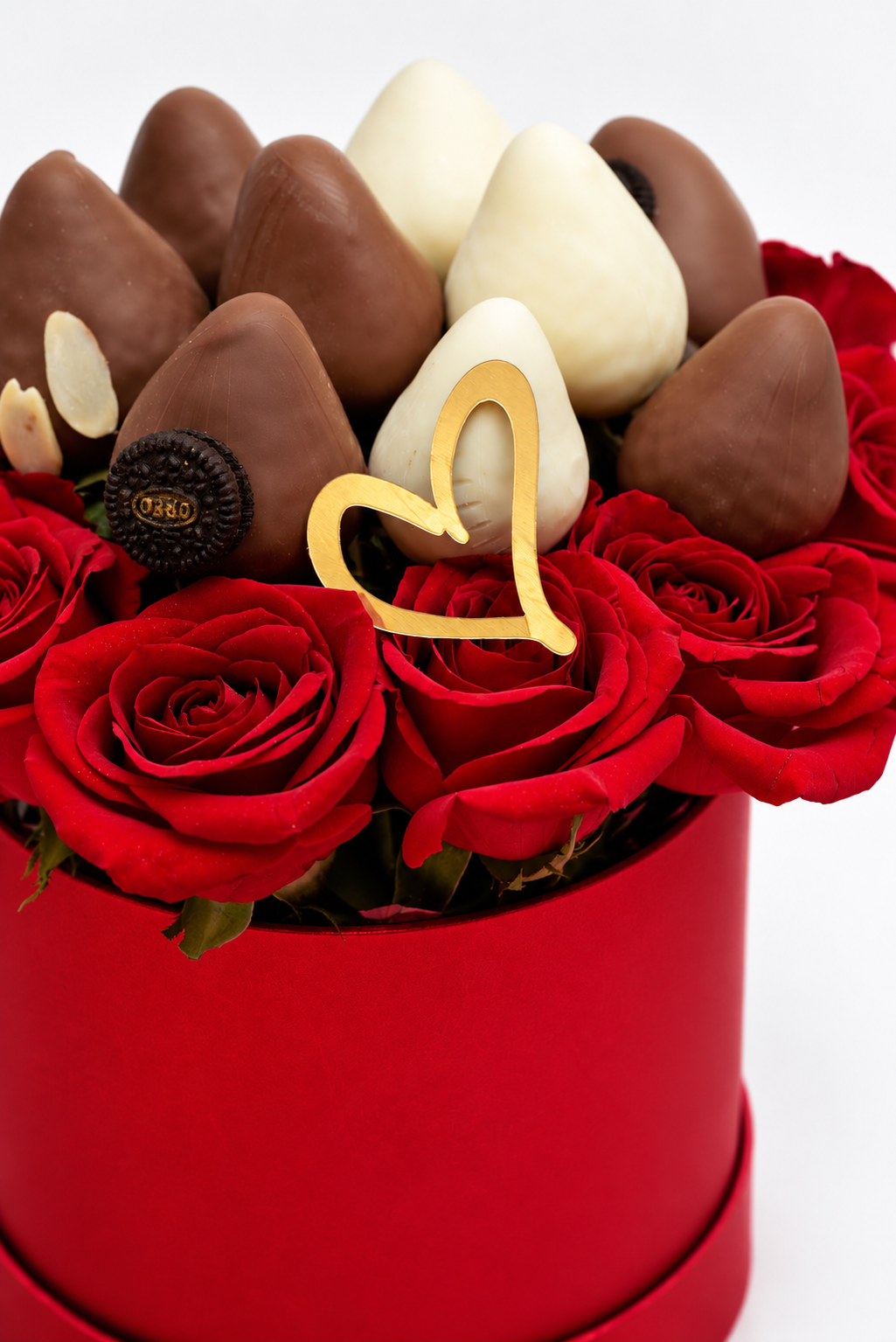 *Rose Box - Roses & Chocolate-Covered Strawberries Gift Box