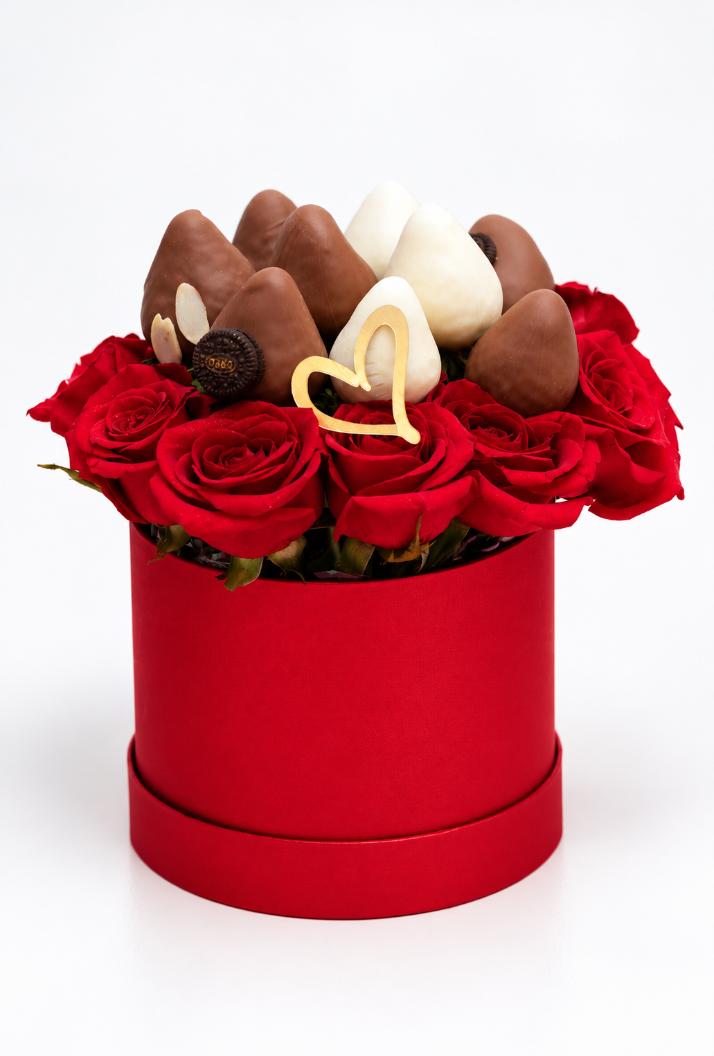 *Rose Box - Roses & Chocolate-Covered Strawberries Gift Box