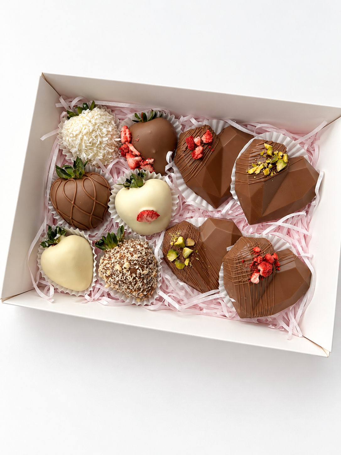Dubai Chocolate Hearts & Strawberries Set