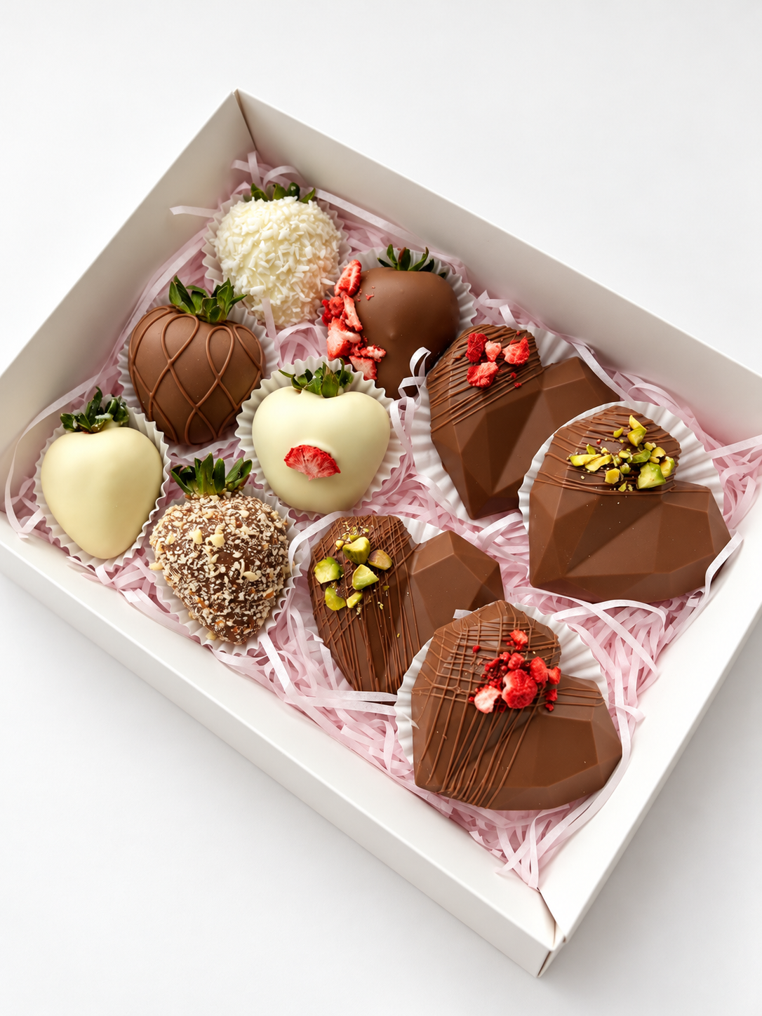 Dubai Chocolate Hearts & Strawberries Set
