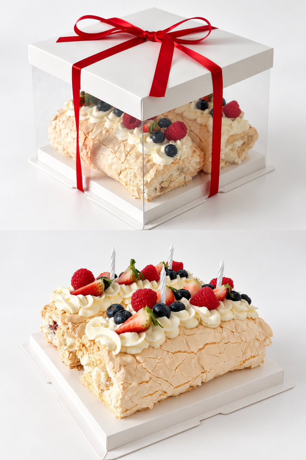 Meringue Roulade cake