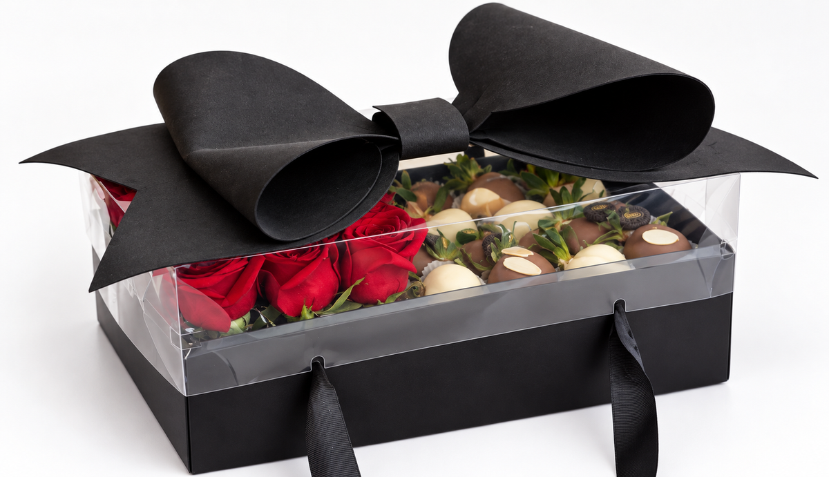 *Velvet Ribbon- Roses & Chocolate-Covered Strawberries Gift Box