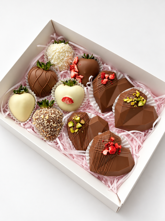 Dubai Chocolate Hearts & Strawberries Set